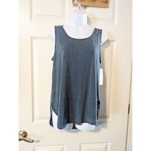 SAGE Collective Women Blue Tank Top L Back Braided High Low Sleeveless BNWT